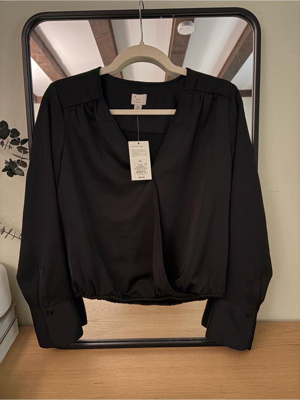 a new day Black V-Neck Long Sleeve Blouse